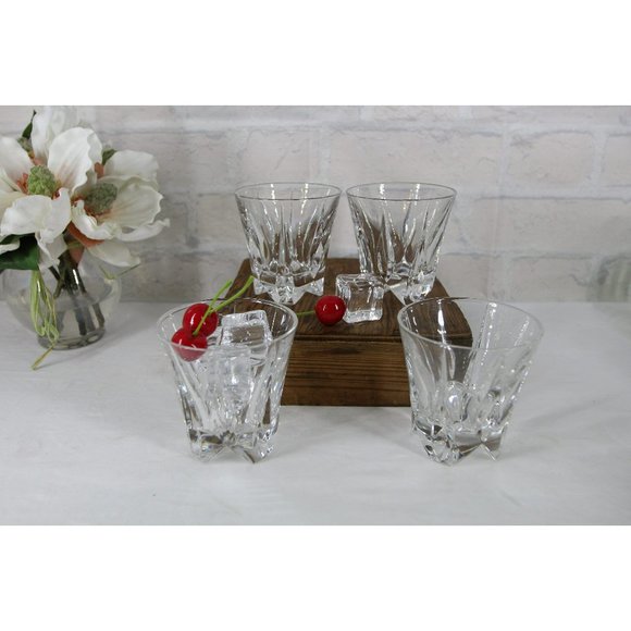 LENOX CRYSTAL ROCK glasses set of 4 1980's signed  barware  bar cart glasses - Picture 1 of 7